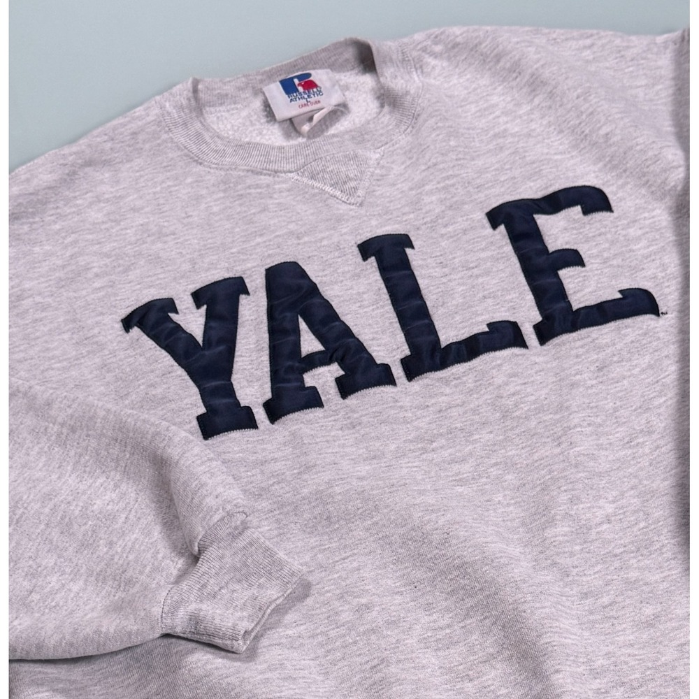 VTG 90s Russell Athletic YALE Crewneck Sweatshirt Mens Large Gray Made In USA